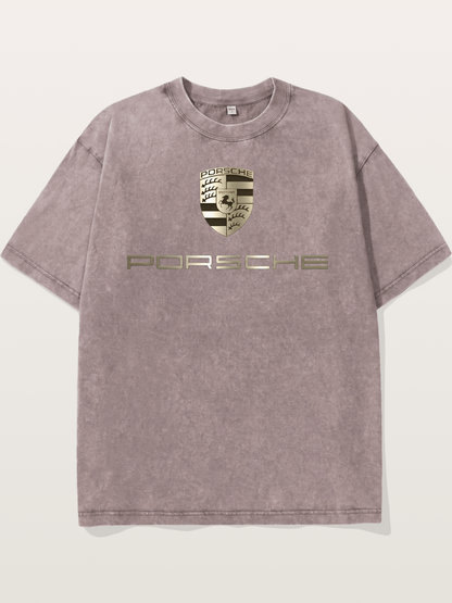 Metallic Porsche Shield Logo Washed T-shirt