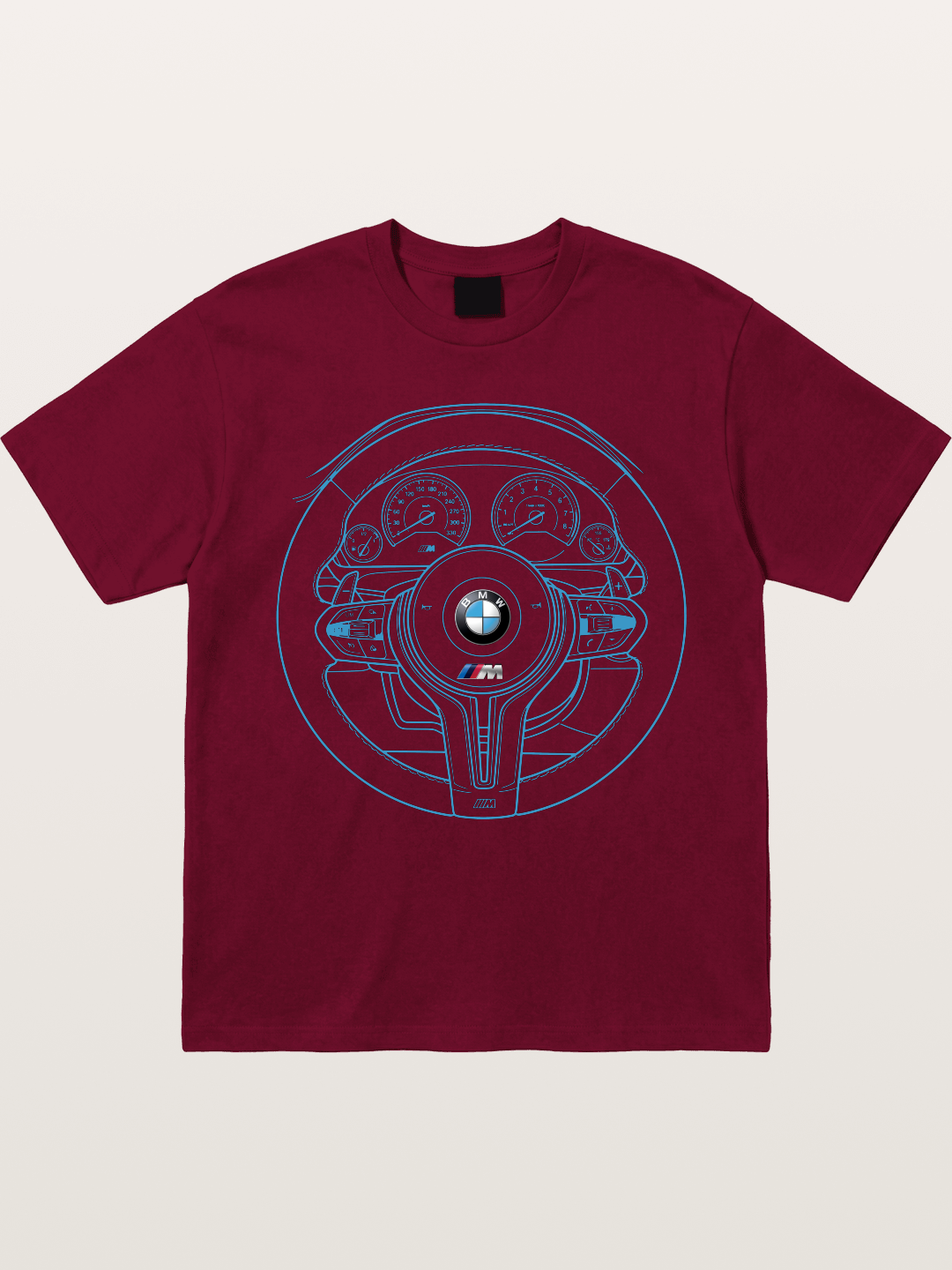 BMW M Vintage Steering Wheel Draft Gildan T-shirt