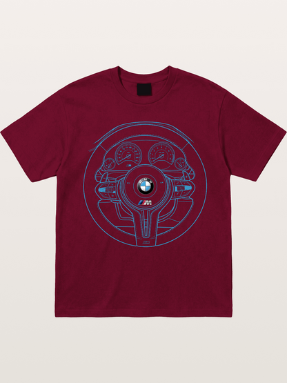 BMW M Vintage Steering Wheel Draft Gildan T-shirt