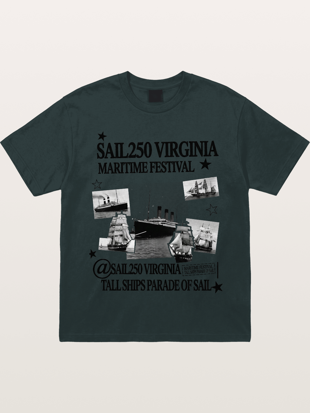 Collage Black White Sailboat Card Gildan T-shirt