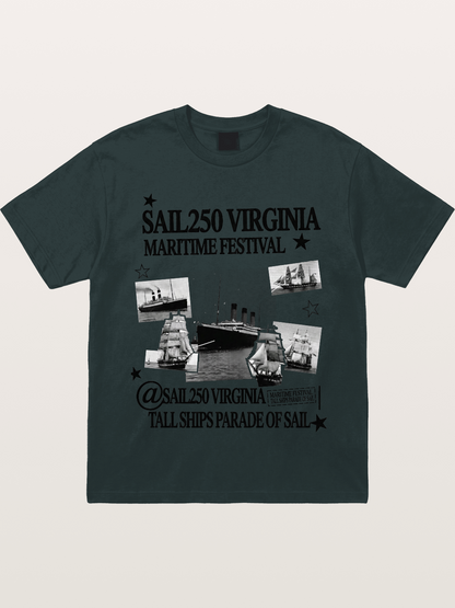 Collage Black White Sailboat Card Gildan T-shirt