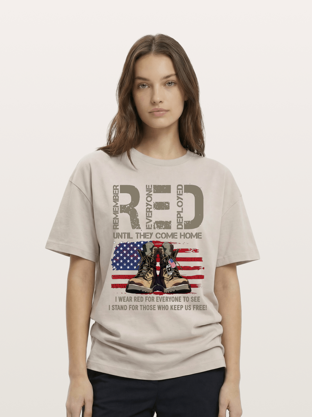 I Wear Red for Those Who Keep Us Free Cotton T-shirt