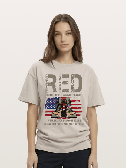 I Wear Red for Those Who Keep Us Free Cotton T-shirt