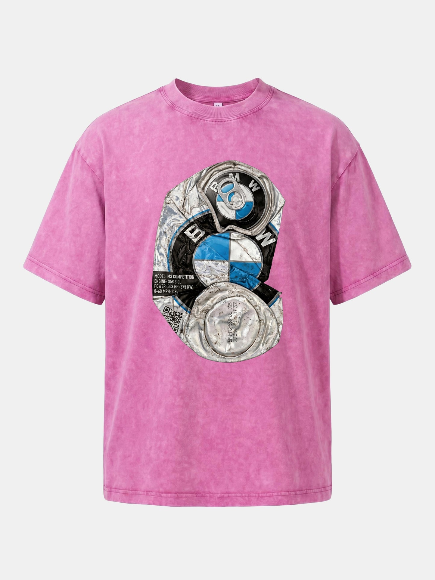 Crushed BMW Cans Collage Washed T-shirt