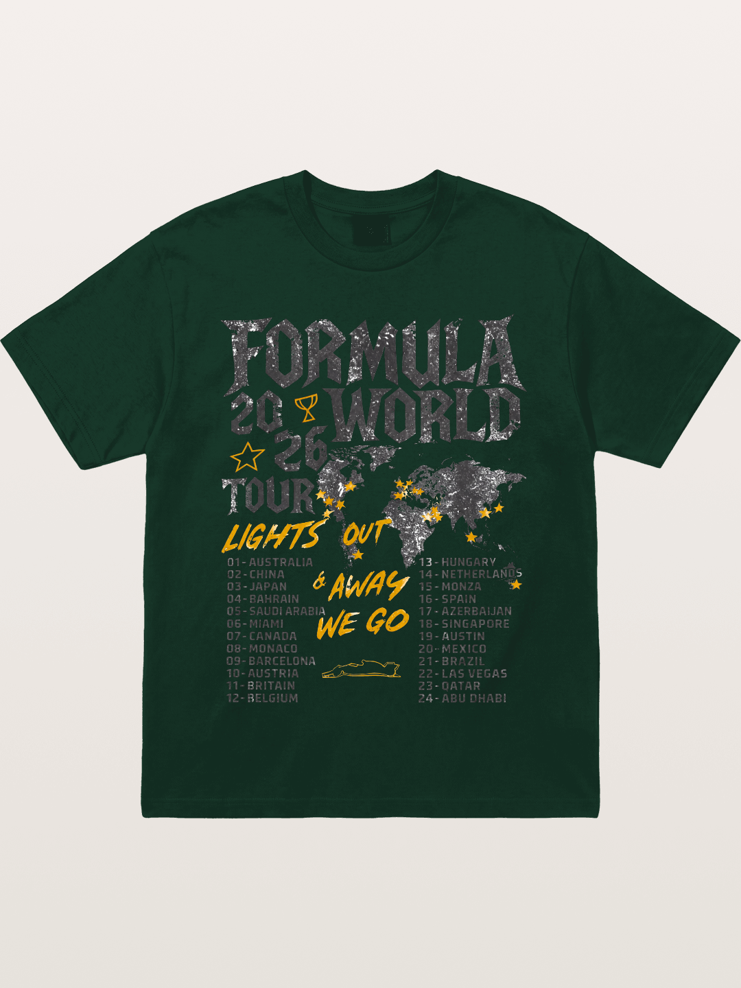 2026 F1 World Tour Poster Gildan T-shirt
