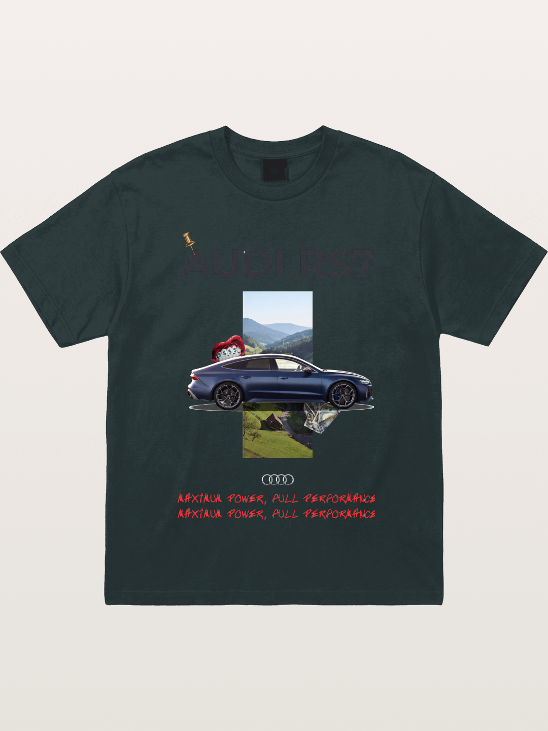 Audi RS7 Surreal Collage Art Gildan T-shirt
