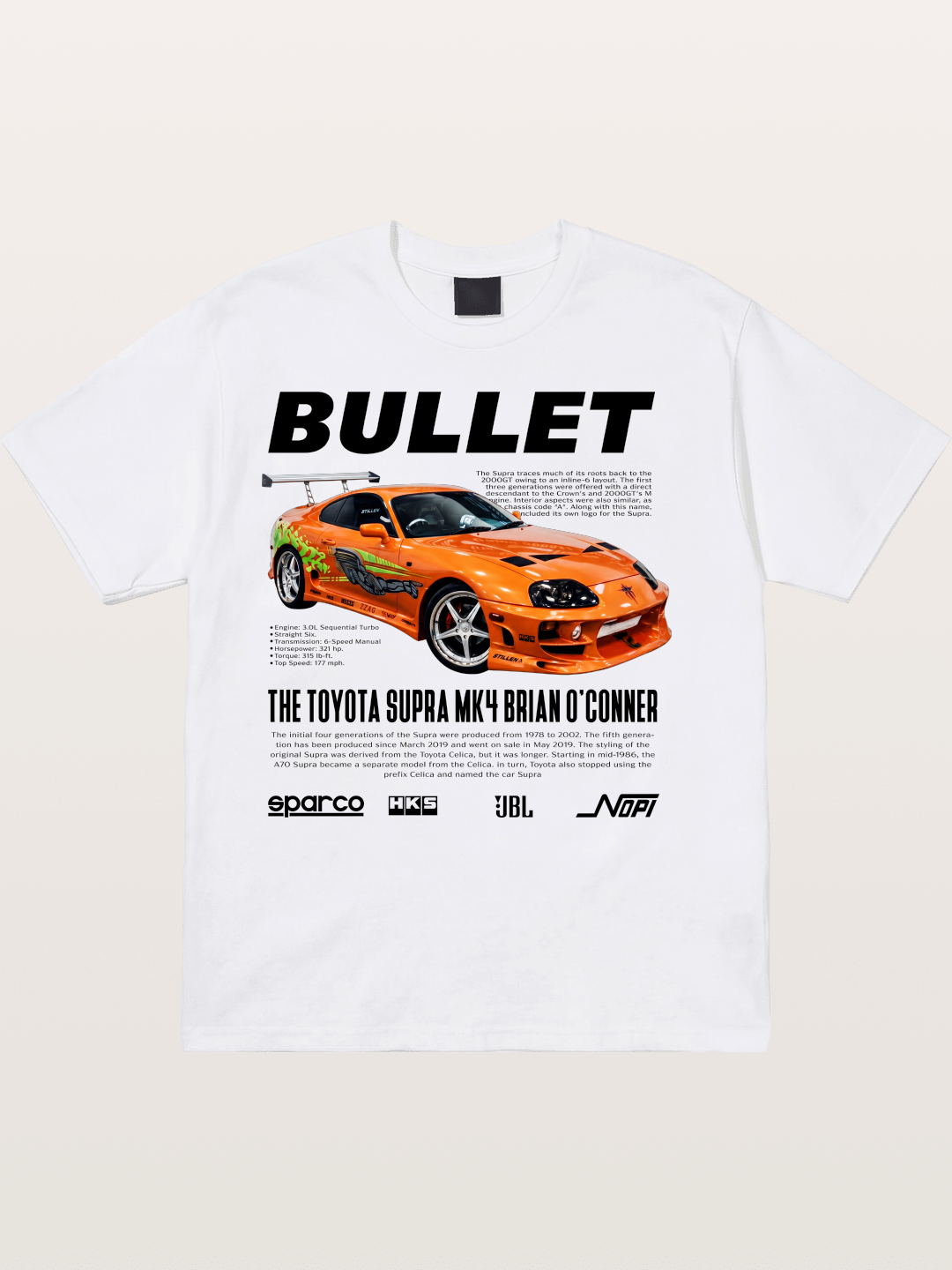 Toyota Supra Fast Furious Print Cotton T-shirt