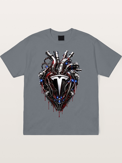 Tesla Mechanical Heart Art Cotton T-shirt