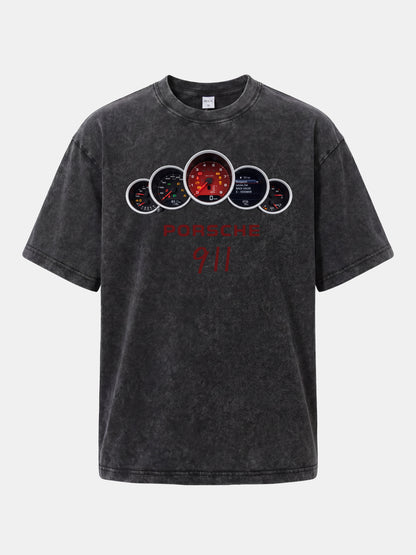 Five Piece Porsche 911 Gauge Cluster Washed T-shirt