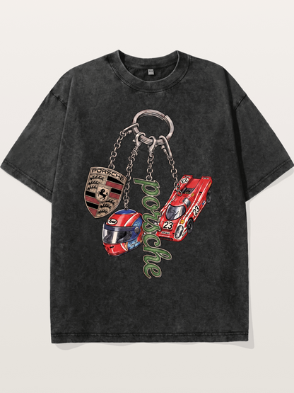Porsche Vintage Race Charm Combo Washed T-shirt