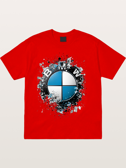 BMW Splash Paint Round Logo Cotton T-shirt