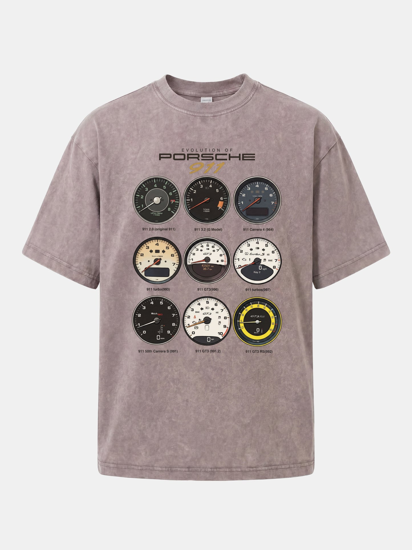 Porsche 911 Cluster Vintage Gauge Set Washed T-shirt