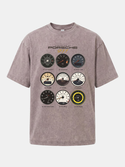 Porsche 911 Cluster Vintage Gauge Set Washed T-shirt