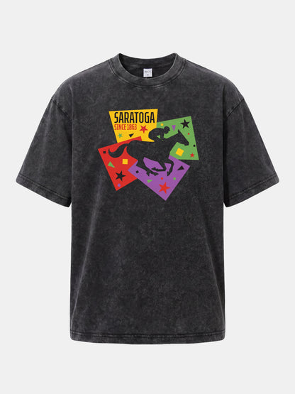 Saratoga Geometric Horse Rider Art Washed T-shirt