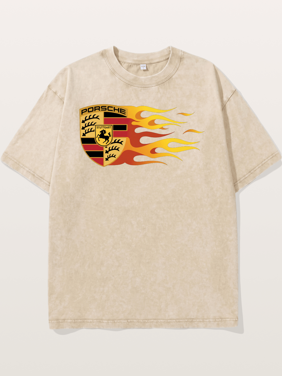 Porsche Crest With Flame Accents Washed T-shirt