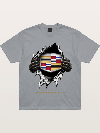 Cadillac Crest Tear Through Effect Gildan T-shirt