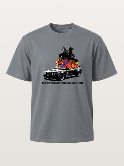 Burning BMW Retro Halftone Poster Cotton T-shirt