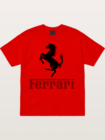 Ferrari Black Horse Logo Cotton T-shirt