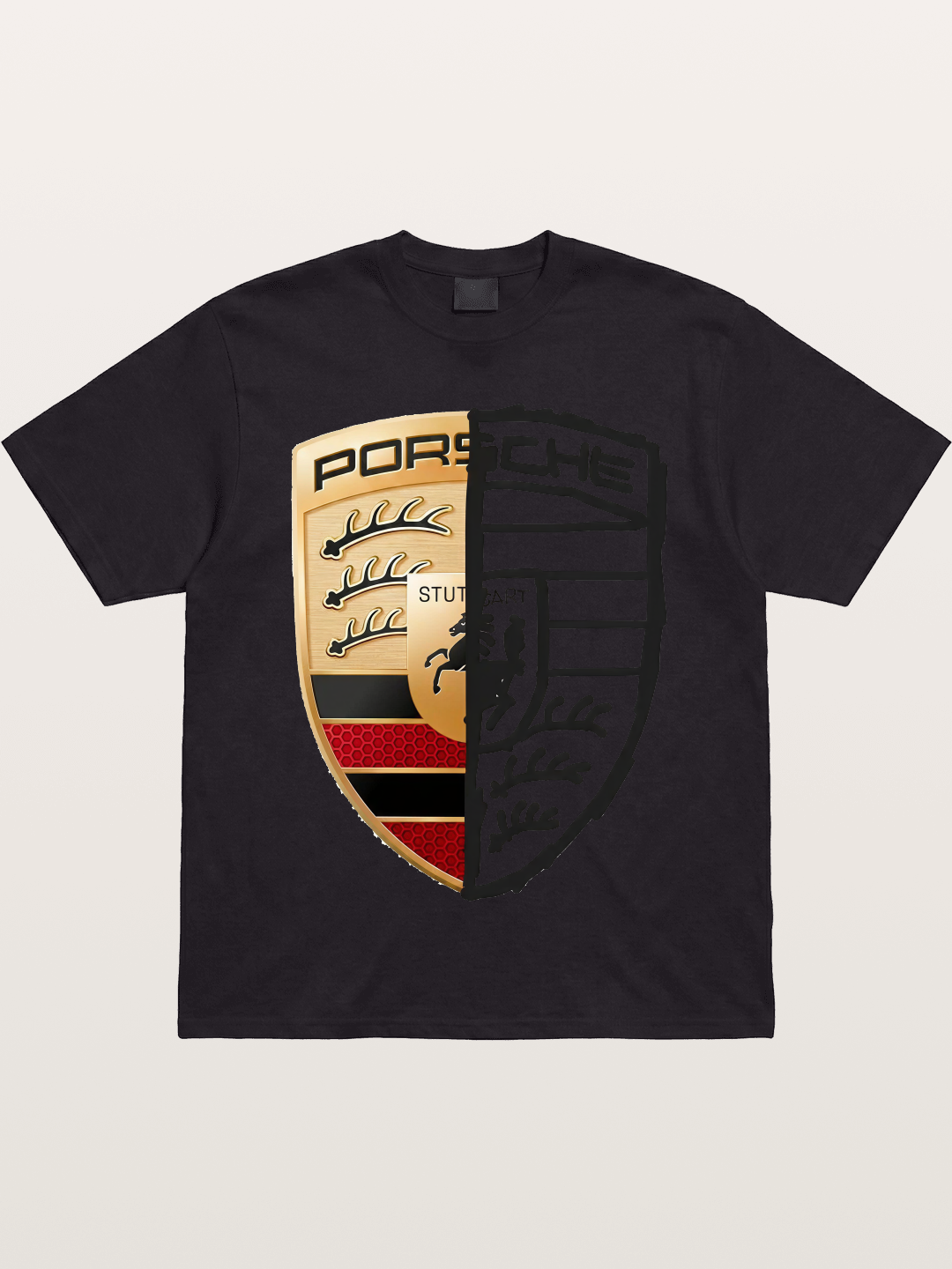 Porsche Half Sketch Half Real Gildan T-shirt
