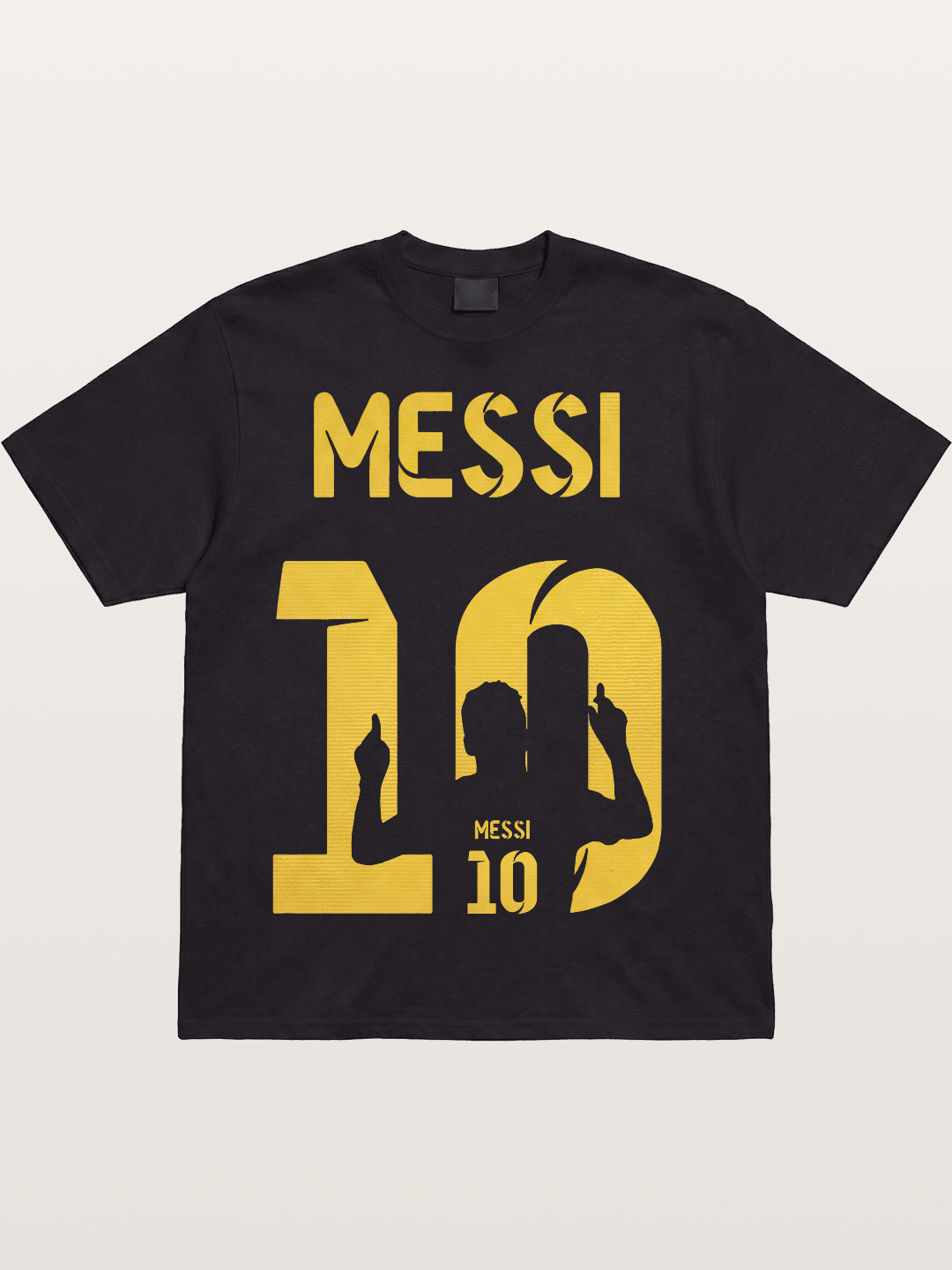 Messi No.10 Gold Silhouette Cotton T-shirt