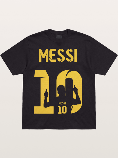 Messi No.10 Gold Silhouette Cotton T-shirt