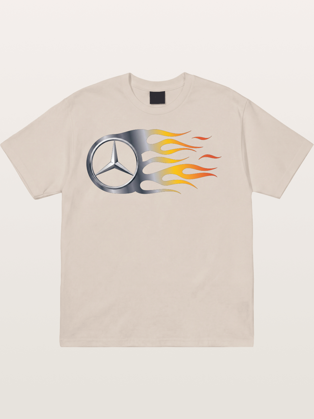 Mercedes Star With Flame Design Cotton T-shirt