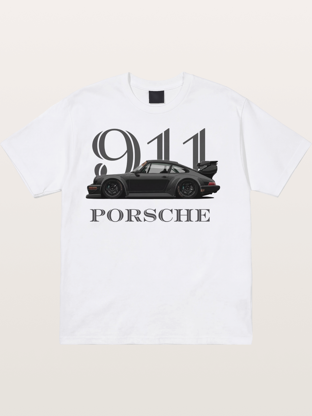 Porsche 911 Widebody Black Sports Car Cotton T-shirt