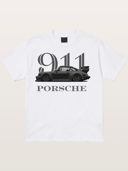 Porsche 911 Widebody Black Sports Car Cotton T-shirt