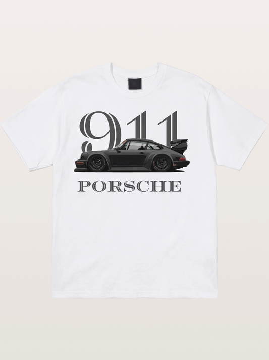 Porsche 911 Widebody Black Sports Car Cotton T-shirt