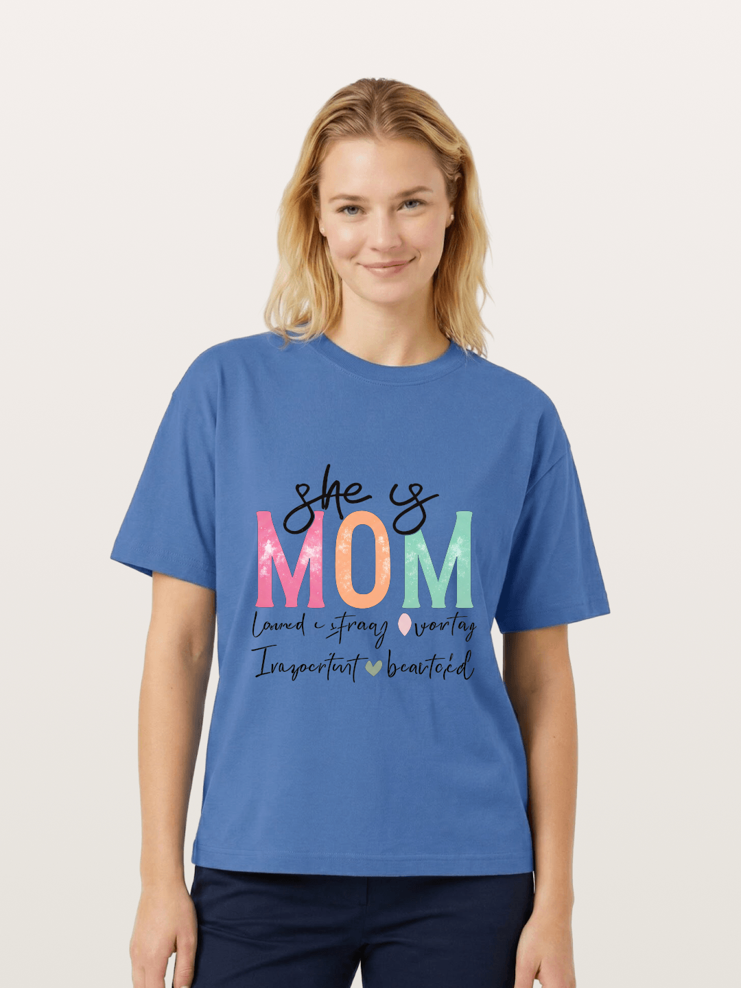 She is Mom Boho Pastel Print Gildan T-shirt
