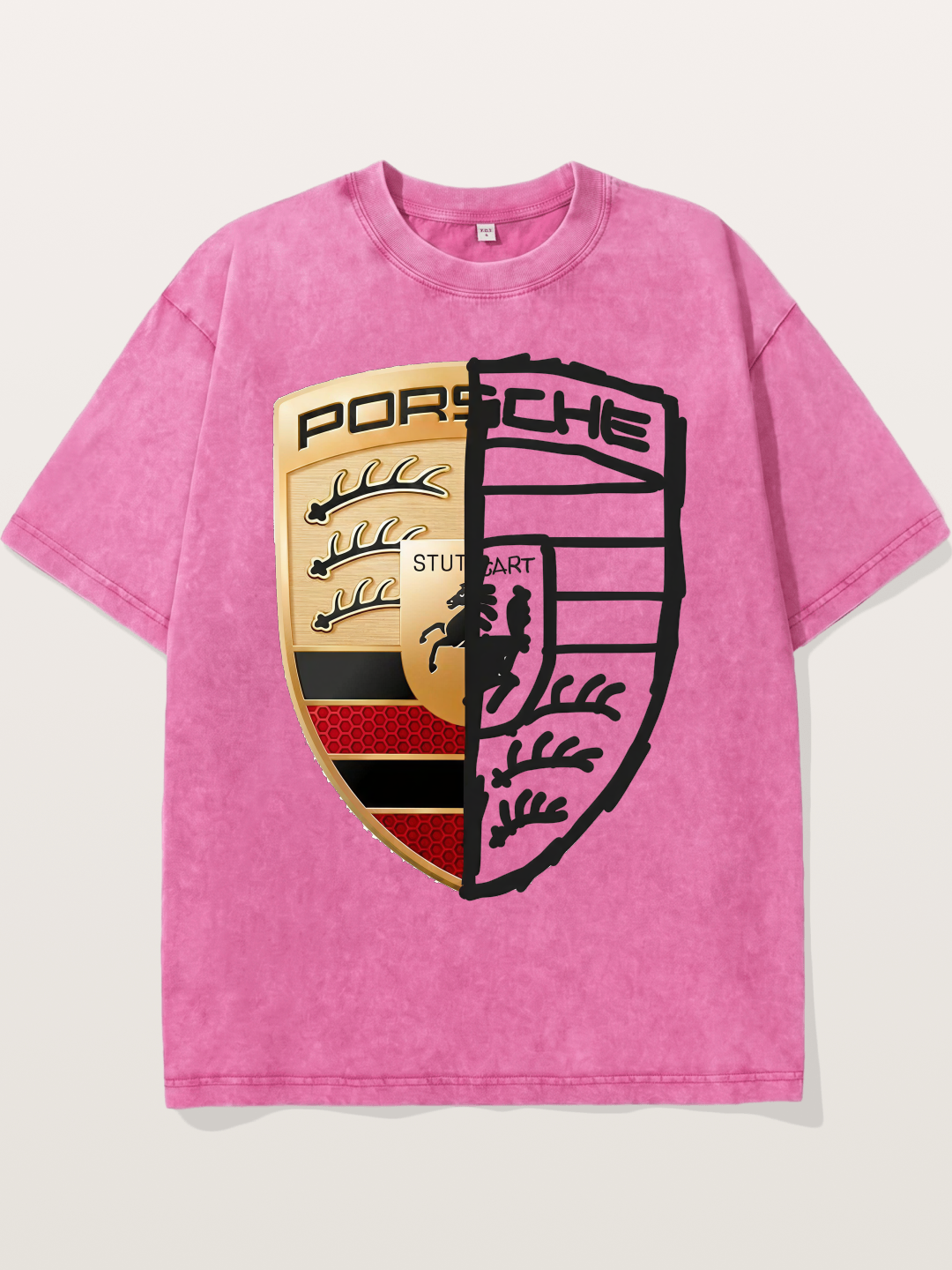 Porsche Half Sketch Half Real Washed T-shirt