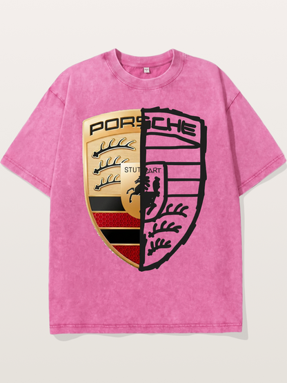 Porsche Half Sketch Half Real Washed T-shirt