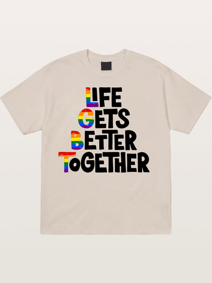 Together Pride Rainbow Quote Art Cotton T-shirt