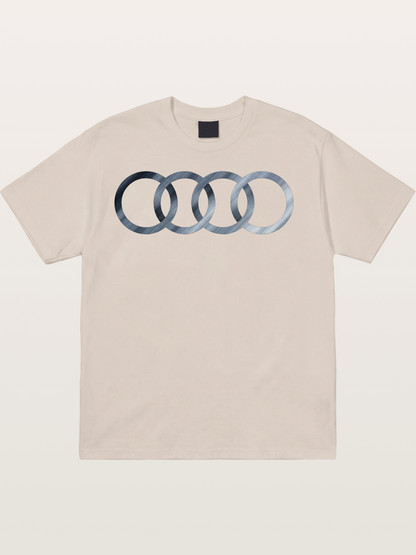 Audi Four Rings Brushed Metal Logo Cotton T-shirt