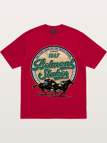 Belmont Stakes Two Horses Racing Gildan T-shirt