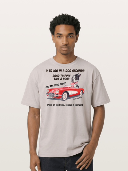 Dog Driving Corvette Road Trip Cotton T-shirt