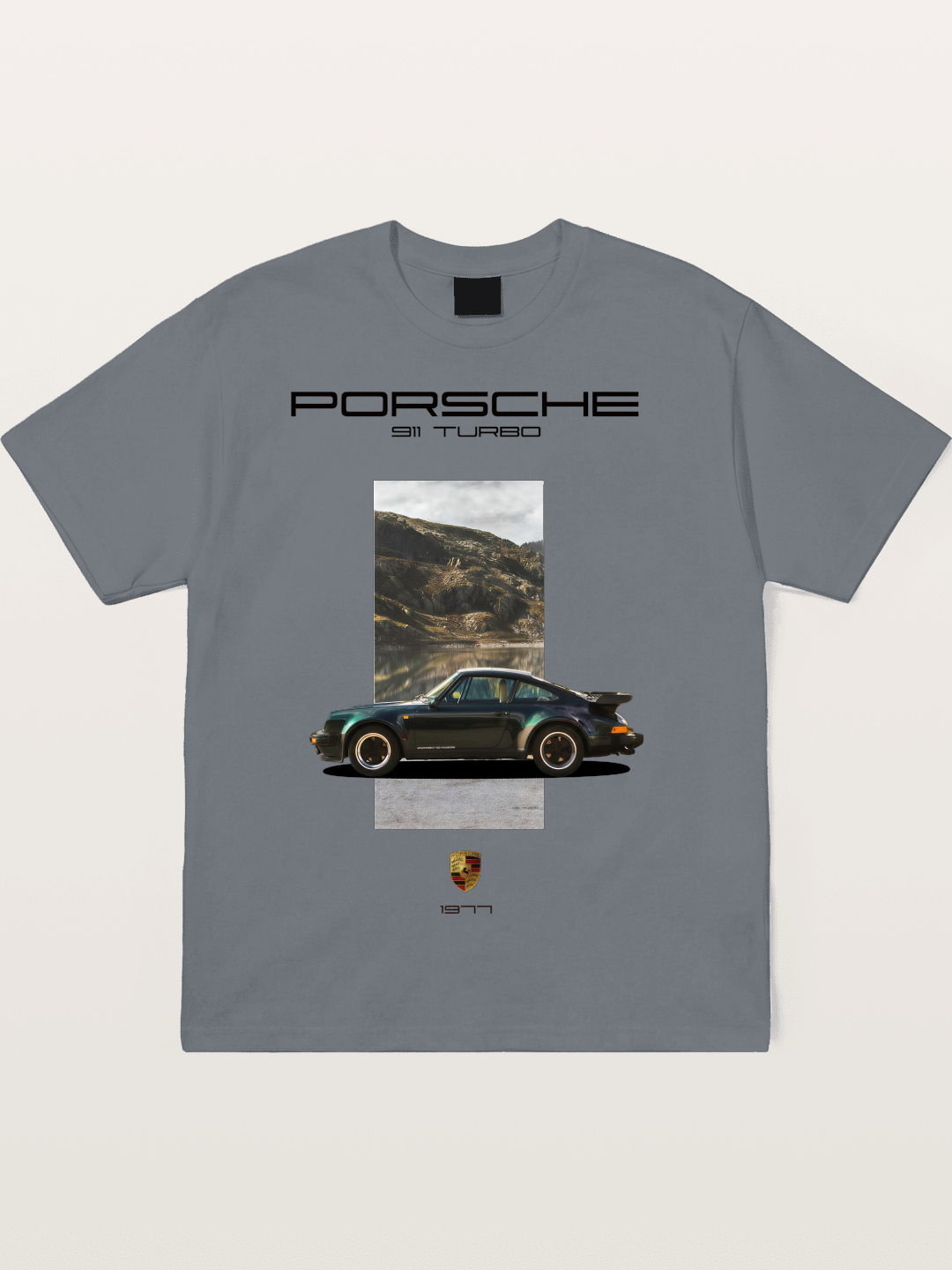 Vintage 911 Turbo Mountain Print Cotton T-shirt