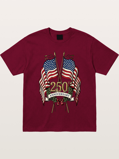US Flags Anniversary Poster Gildan T-shirt