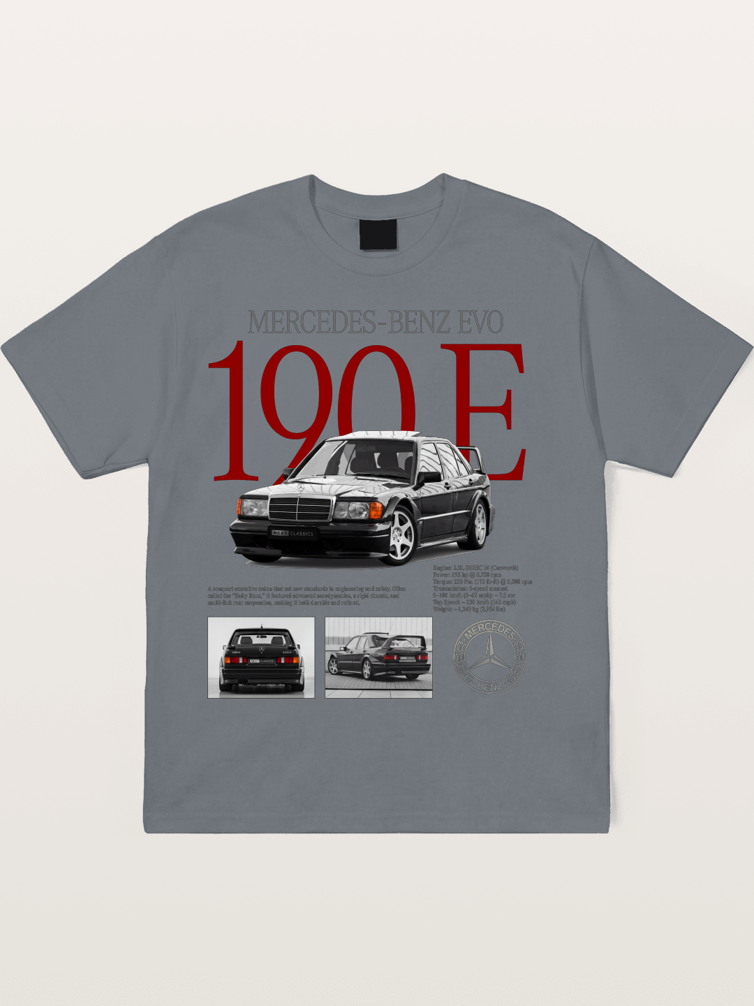 Mercedes-Benz 190E Retro Profile Cotton T-shirt