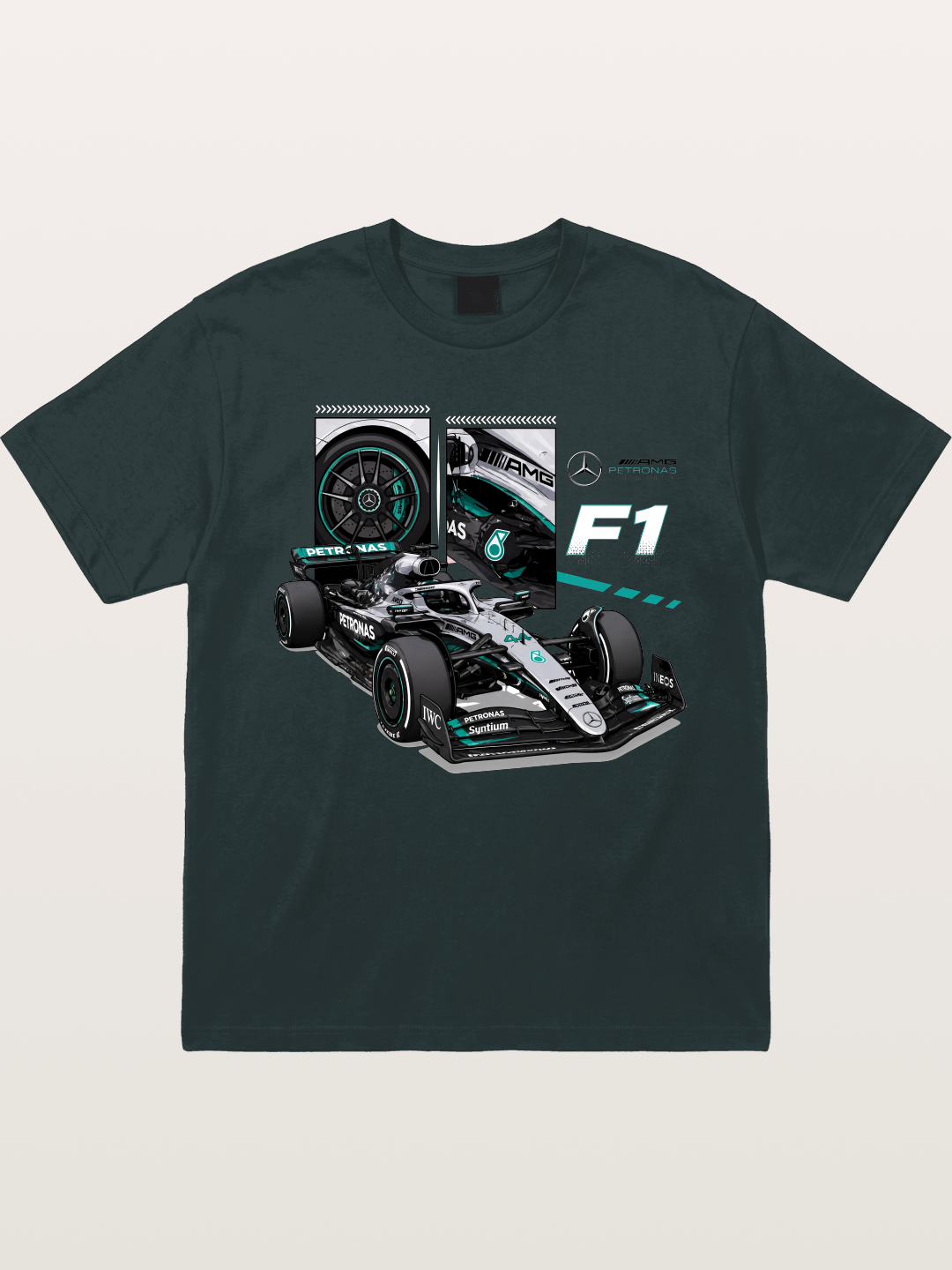 Mercedes Petronas F1 Collage Art Gildan T-shirt