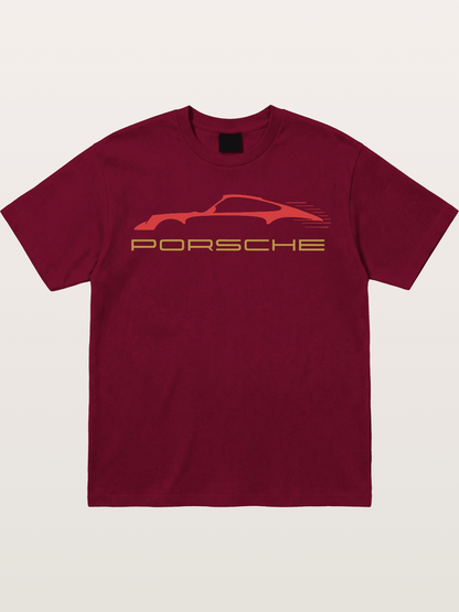 Porsche Red Sports Car Silhouette Gildan T-shirt