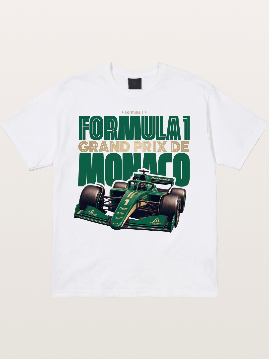 Green Monaco F1 Race Print Cotton T-shirt