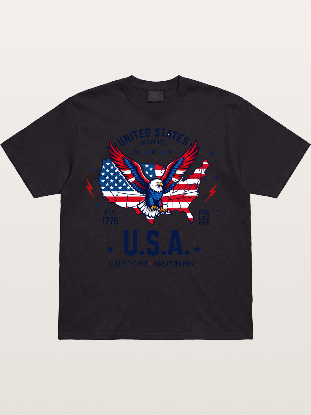 USA Map Eagle Flag Design Cotton T-shirt