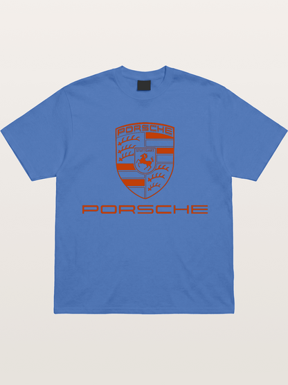 Porsche Crest Orange White Logo Gildan T-shirt
