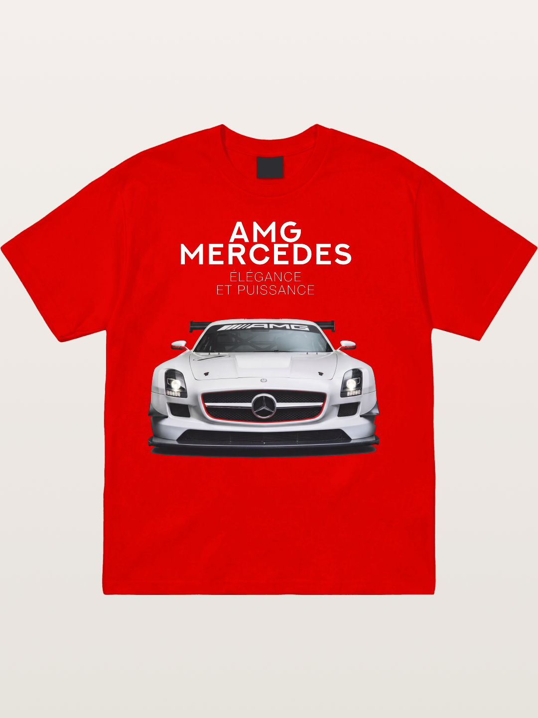 Mercedes AMG SLS White Race Car Cotton T-shirt