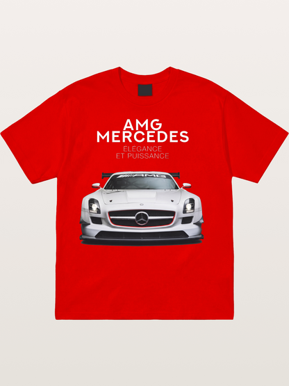 Mercedes AMG SLS White Race Car Cotton T-shirt