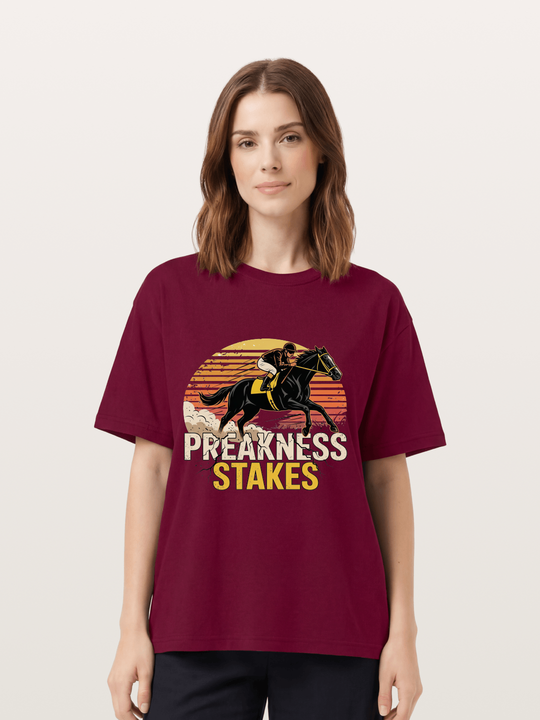 Preakness Stakes Retro Sunset Print Gildan T-shirt
