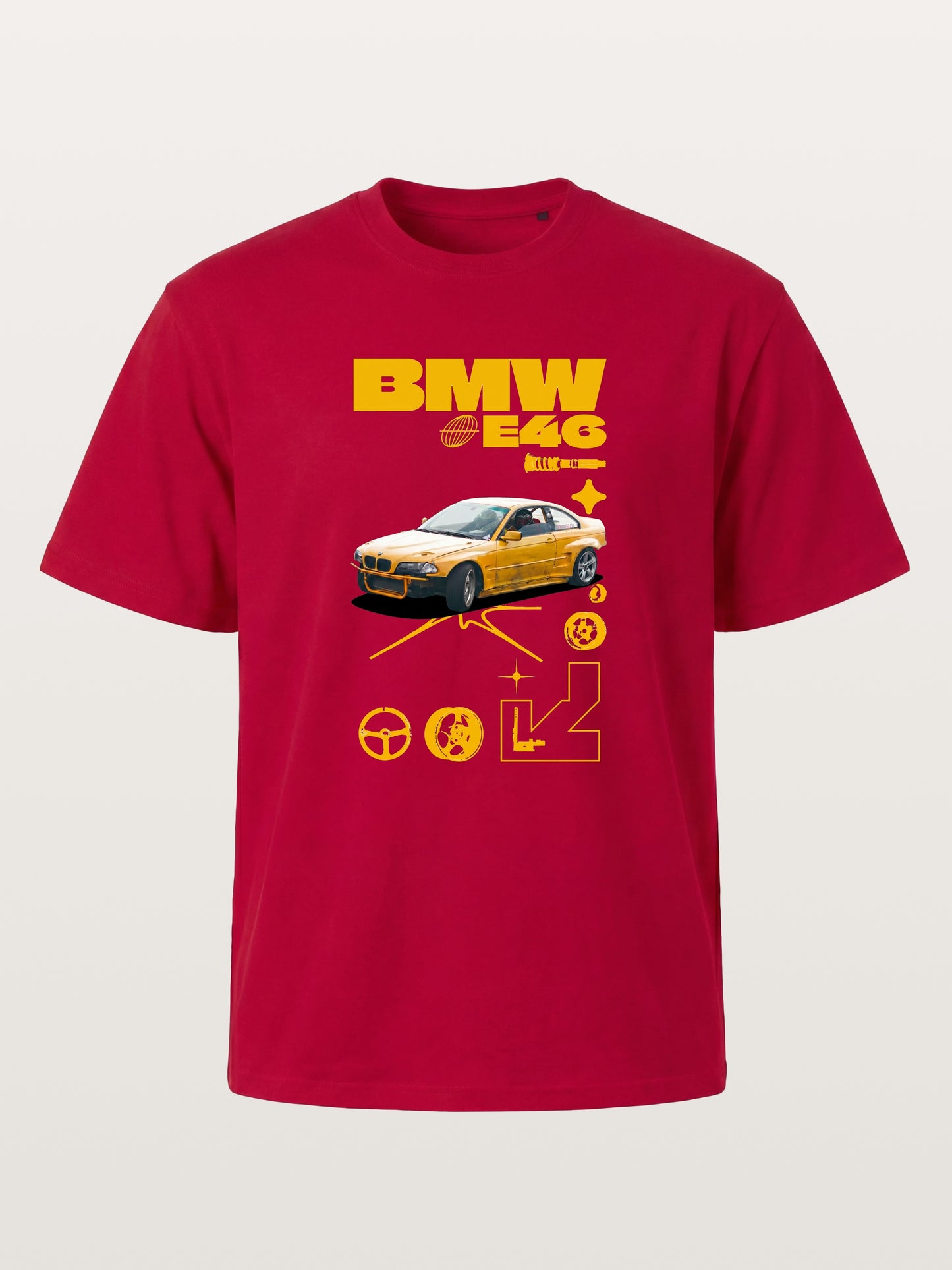 BMW E46 Yellow Tuner Print Gildan T-shirt