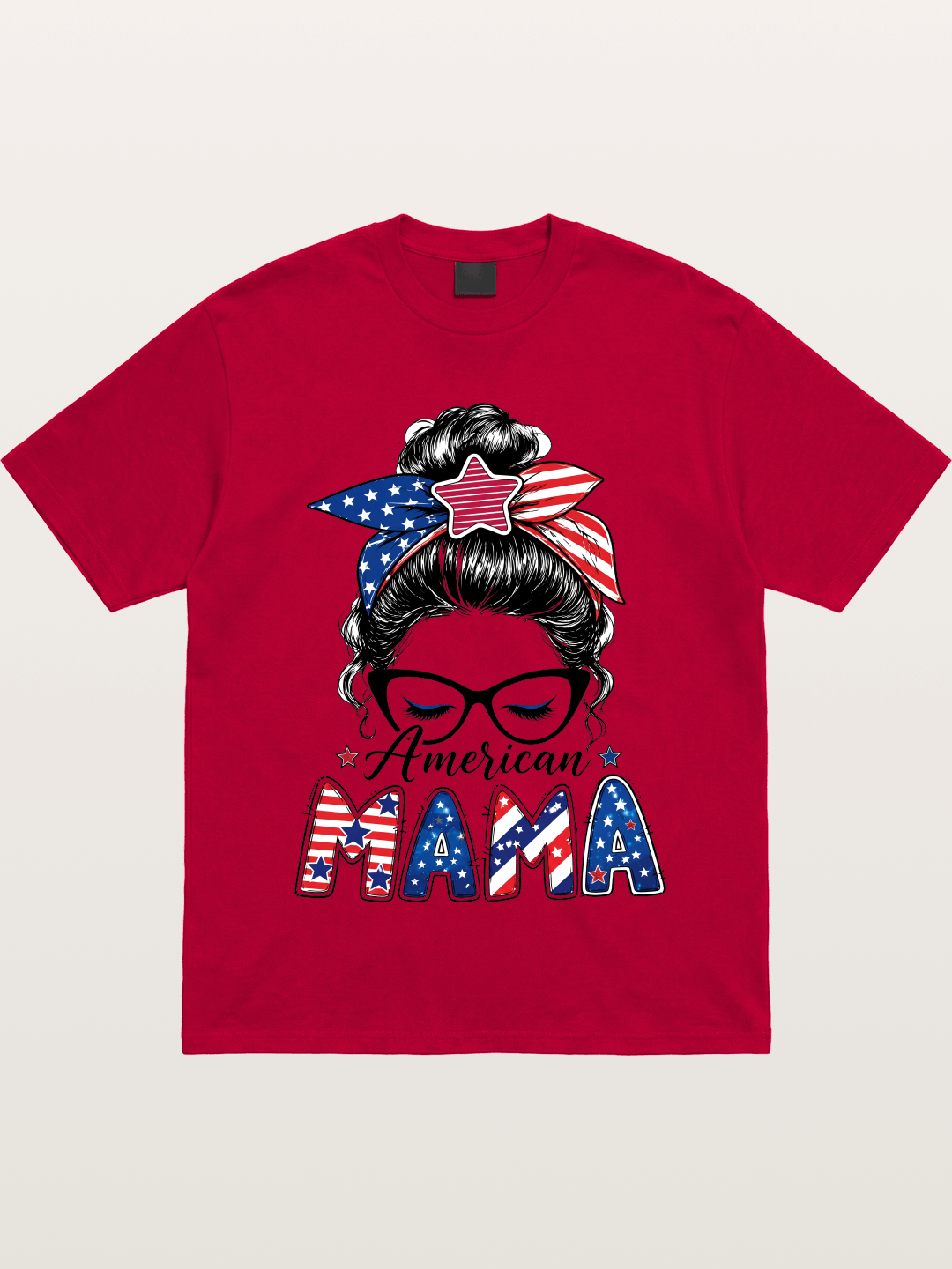 American Mama Messy Bun Art Gildan T-shirt