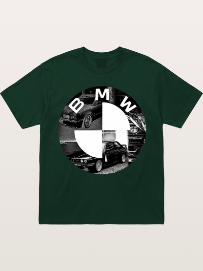 BMW Black White Photo Collage Logo Gildan T-shirt